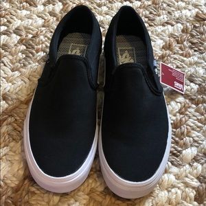 Black Canvas Vans Slip Ons-Size 8